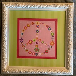 “Peace sign” in frame and canvas “just chill”